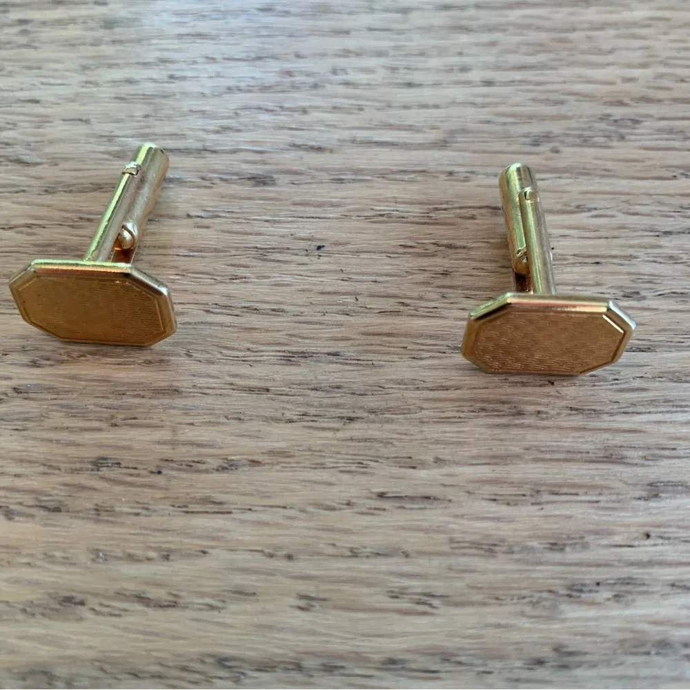 Vintage Petite Signet Cuff‎ links Engraveable Gold Tone Antique